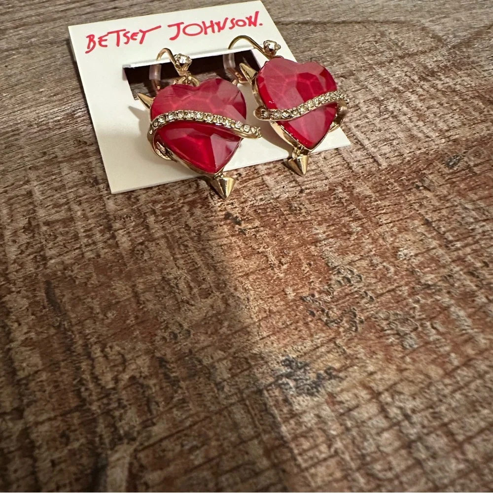 Betsey Johnson Devil Heart Drop Earrings